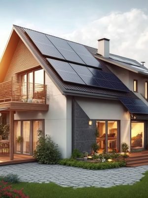 design house with solar panels